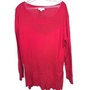 NEW YORK & COMPANY RED KNIT‎ SWEATER TOP WOMEN'S SIZE XL LONG SLEEVE